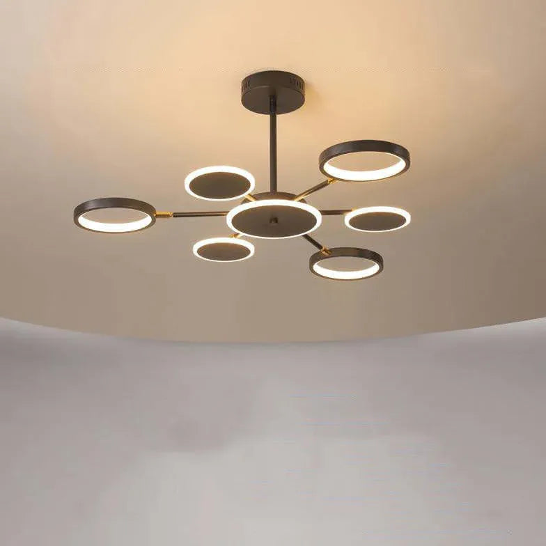 Lampadari a cerchio per soggiorno LED nero - clowasit.com