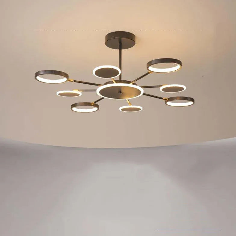 Lampadari a cerchio per soggiorno LED nero - clowasit.com