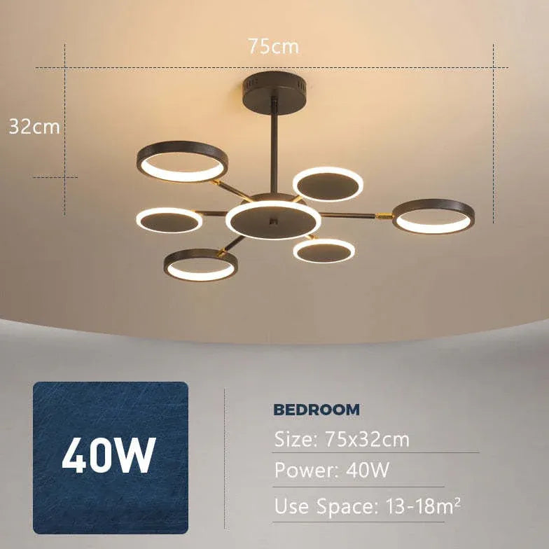 Lampadari a cerchio per soggiorno LED nero - clowasit.com