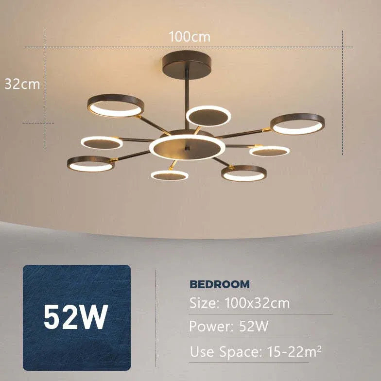 Lampadari a cerchio per soggiorno LED nero - clowasit.com
