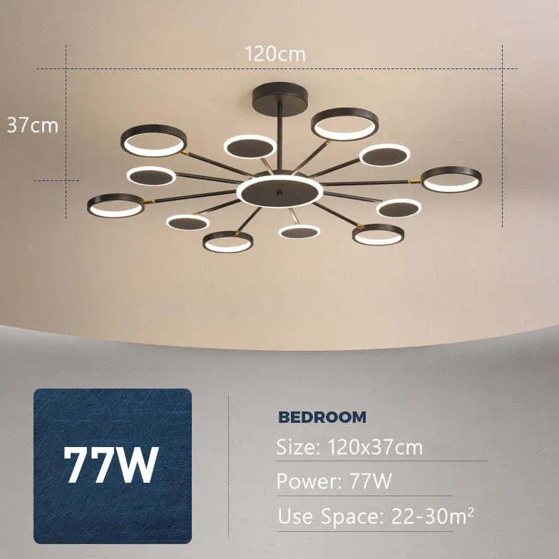 Lampadari a cerchio per soggiorno LED nero - clowasit.com