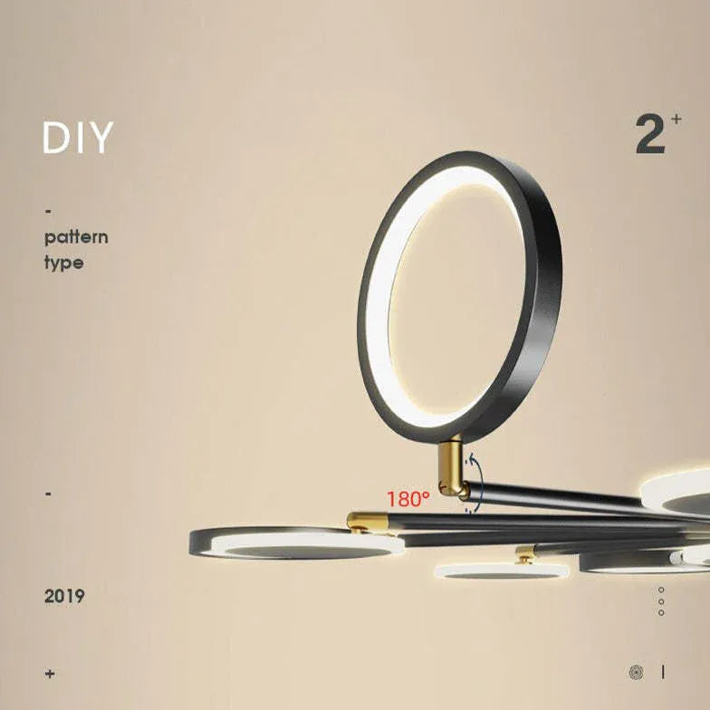 Lampadari a cerchio per soggiorno LED nero - clowasit.com