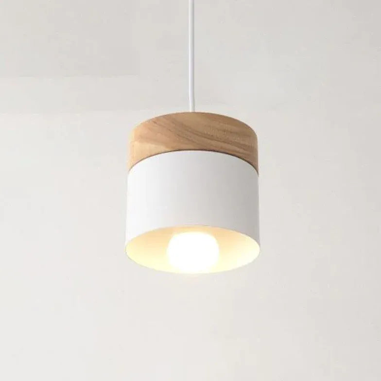 Lampadario moderno colorato in legno cilindrico - clowasit.com