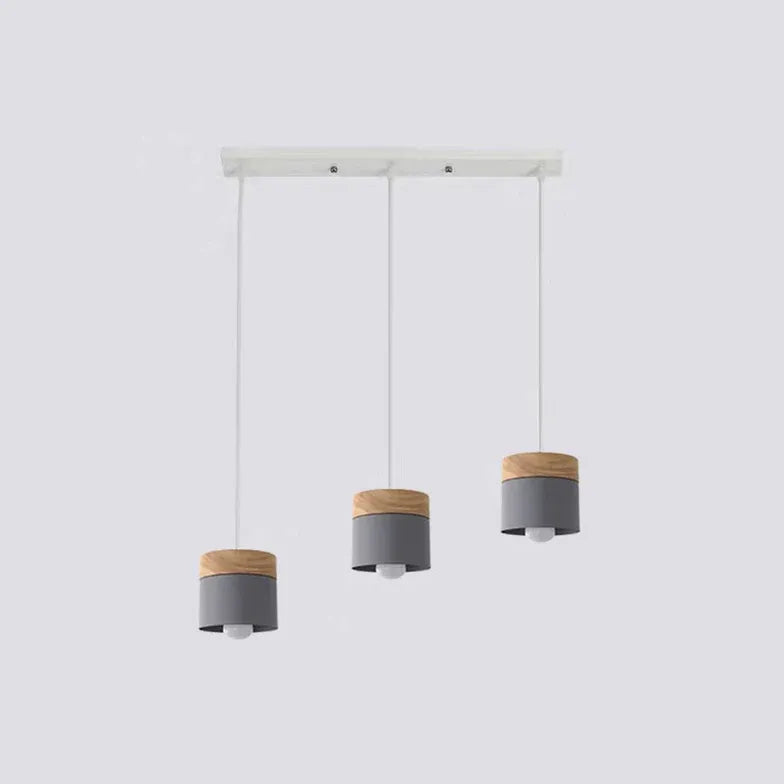 Lampadario moderno colorato in legno cilindrico - clowasit.com