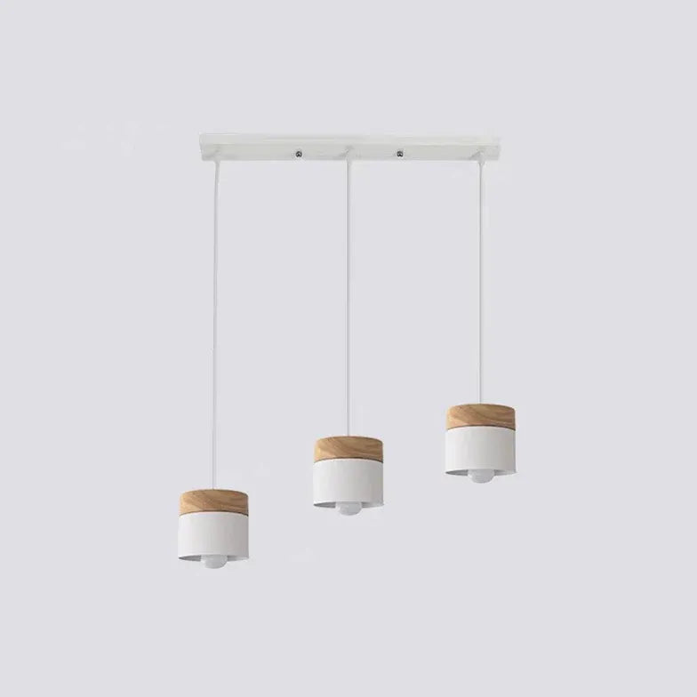 Lampadario moderno colorato in legno cilindrico - clowasit.com