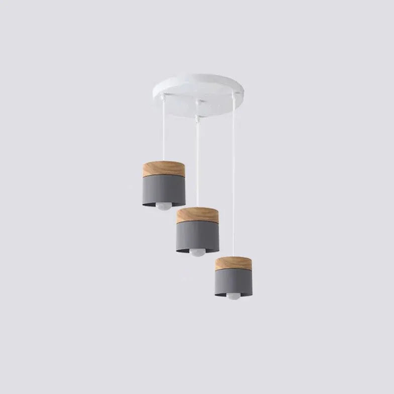 Lampadario moderno colorato in legno cilindrico - clowasit.com