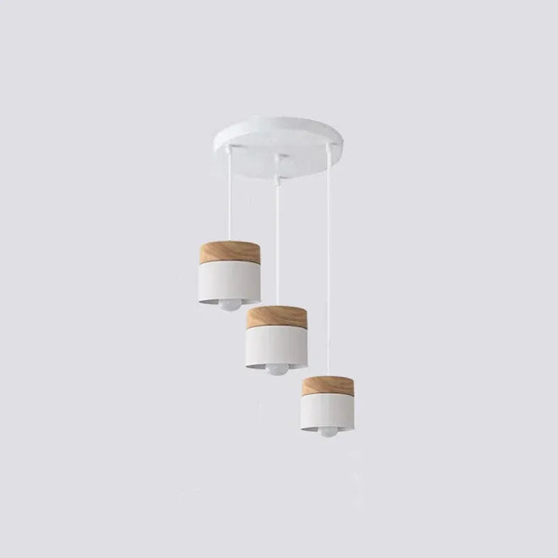 Lampadario moderno colorato in legno cilindrico - clowasit.com
