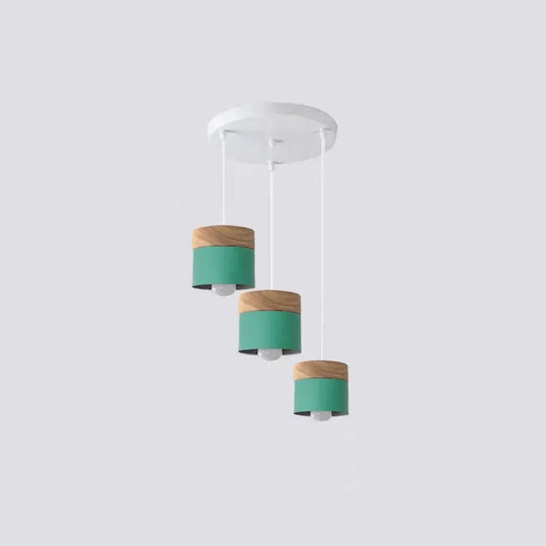 Lampadario moderno colorato in legno cilindrico - clowasit.com