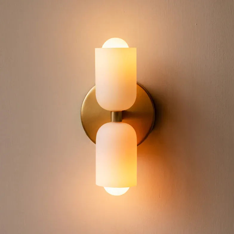Lampada parete doppia emissione in vetro dorato - clowasit.com