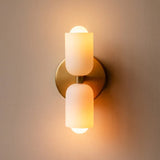 Lampada parete doppia emissione in vetro dorato - clowasit.com