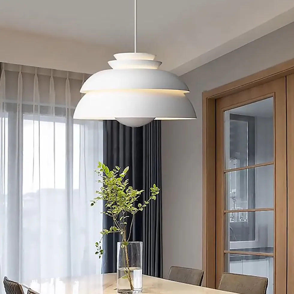 Lampadario a semicerchio multistrato bianco elegante - clowasit.com