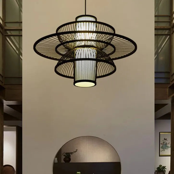 Lampade.it Lampadari Design Elegante in Bambù Multilivello - clowasit.com