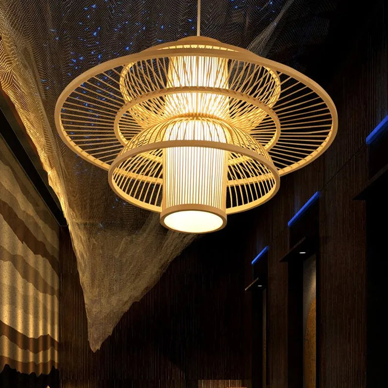 Lampade.it Lampadari Design Elegante in Bambù Multilivello - clowasit.com