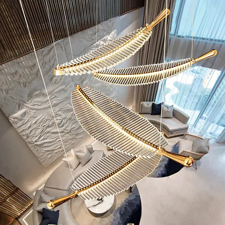 Lampadari moderni dorati Design elegante per scale - clowasit.com