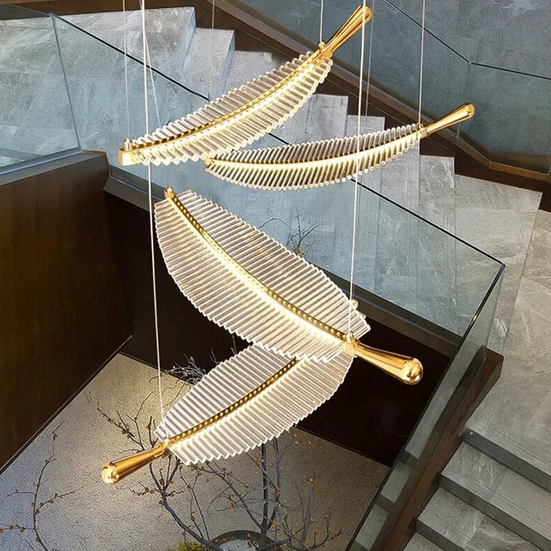 Lampadari moderni dorati Design elegante per scale - clowasit.com