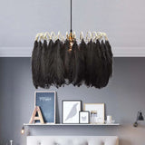 Lampadario piume nero elegante moderno - clowasit.com