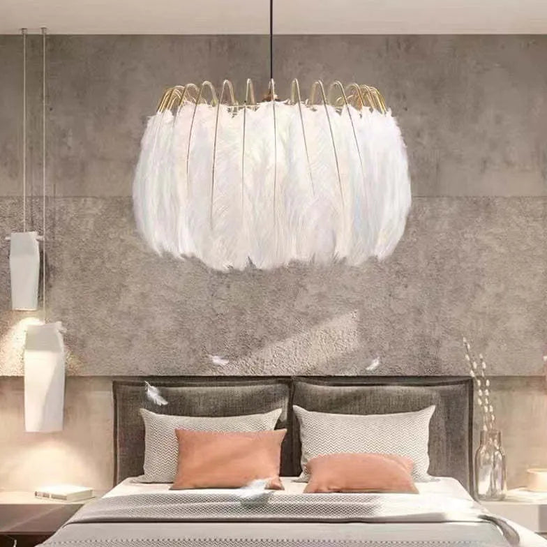 Lampadario piume nero elegante moderno - clowasit.com