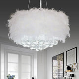 Lampadario con piume cristallo bianco camera letto - clowasit.com