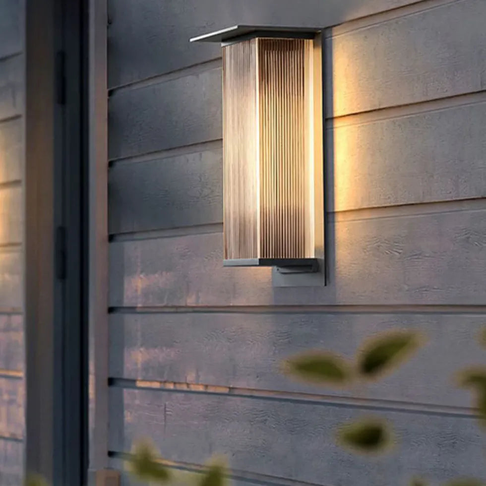 Lampada da parete esterna rettangolare in vetro - clowasit.com
