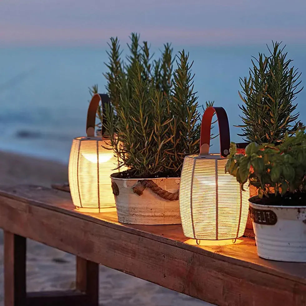 Luce da terra da esterno in rattan - clowasit.com