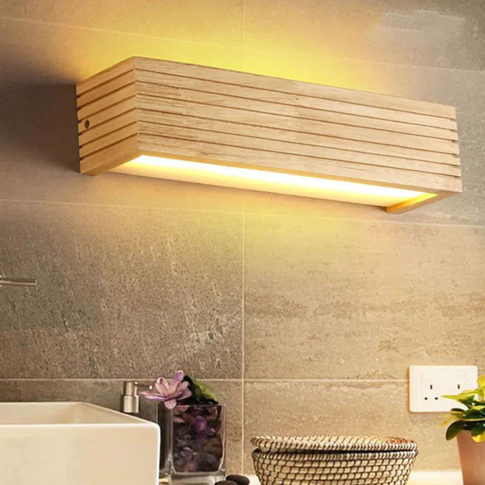 Applique LED Rettangolare Moderna in Legno - clowasit.com