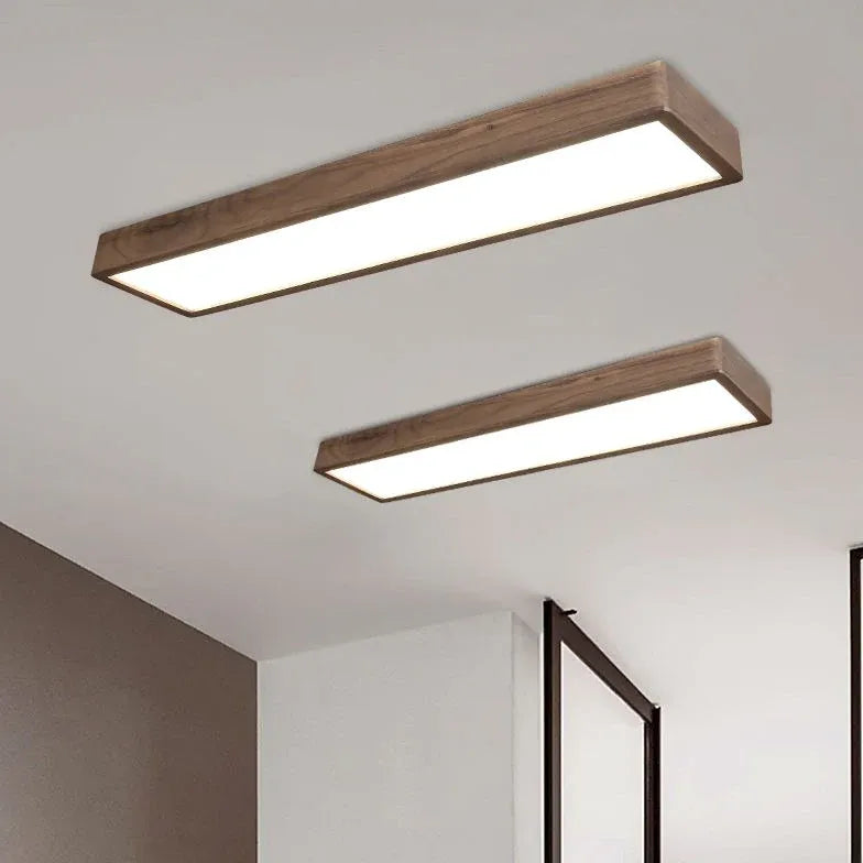 Minimalista plafoniera in legno rettangolare lunga - clowasit.com