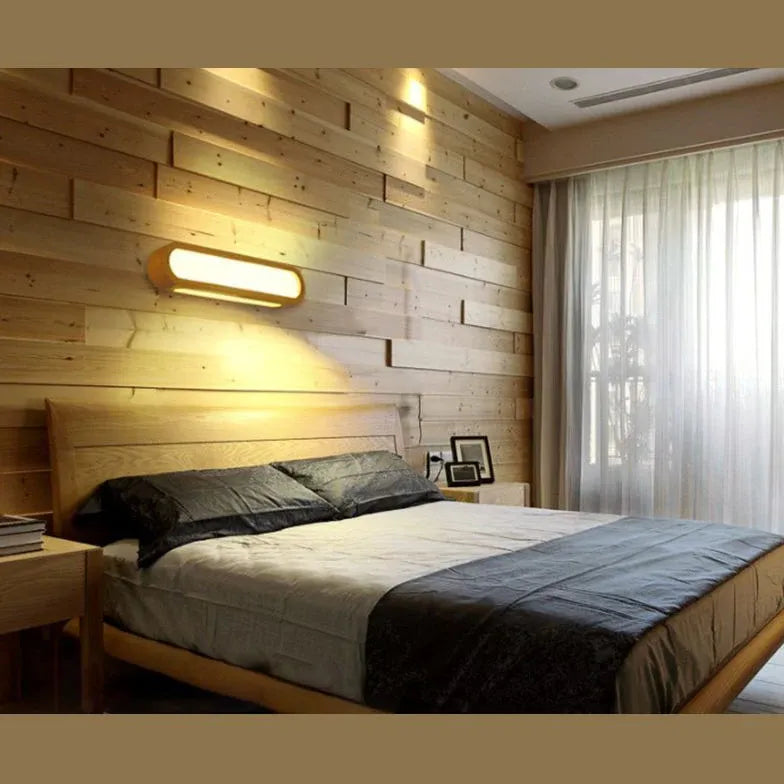 Lampada a specchio LED in legno ovale - clowasit.com