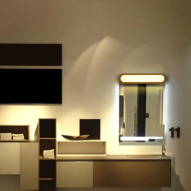 Lampada a specchio LED in legno ovale - clowasit.com