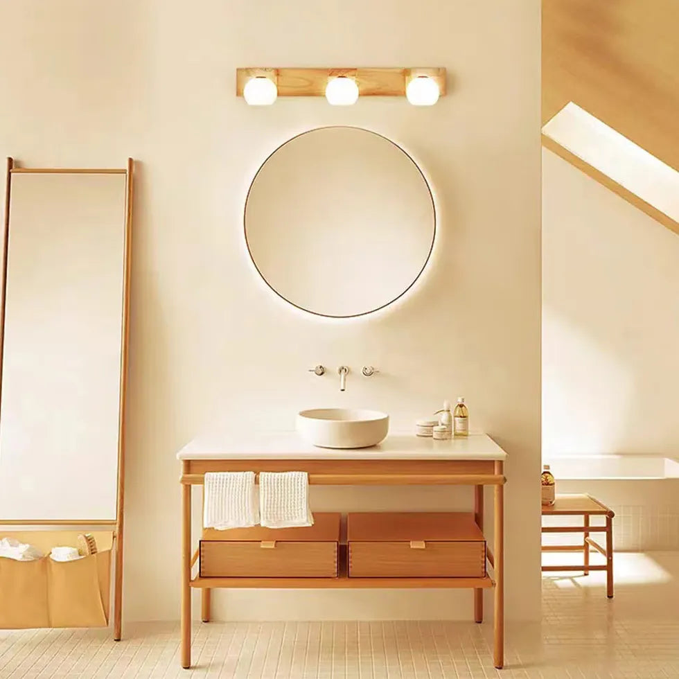 Applique in legno rustiche bagno sfere vetro - clowasit.com
