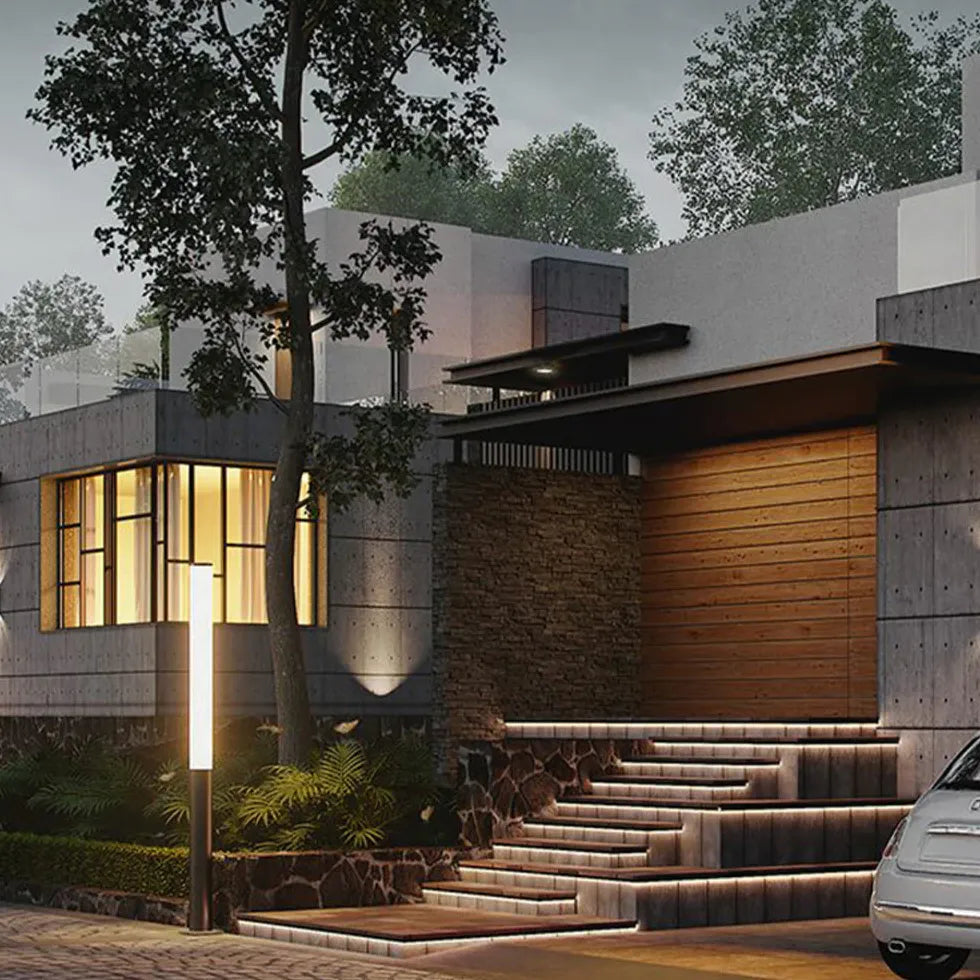 Lampada da terra led nera cilindrica impermeabile - clowasit.com