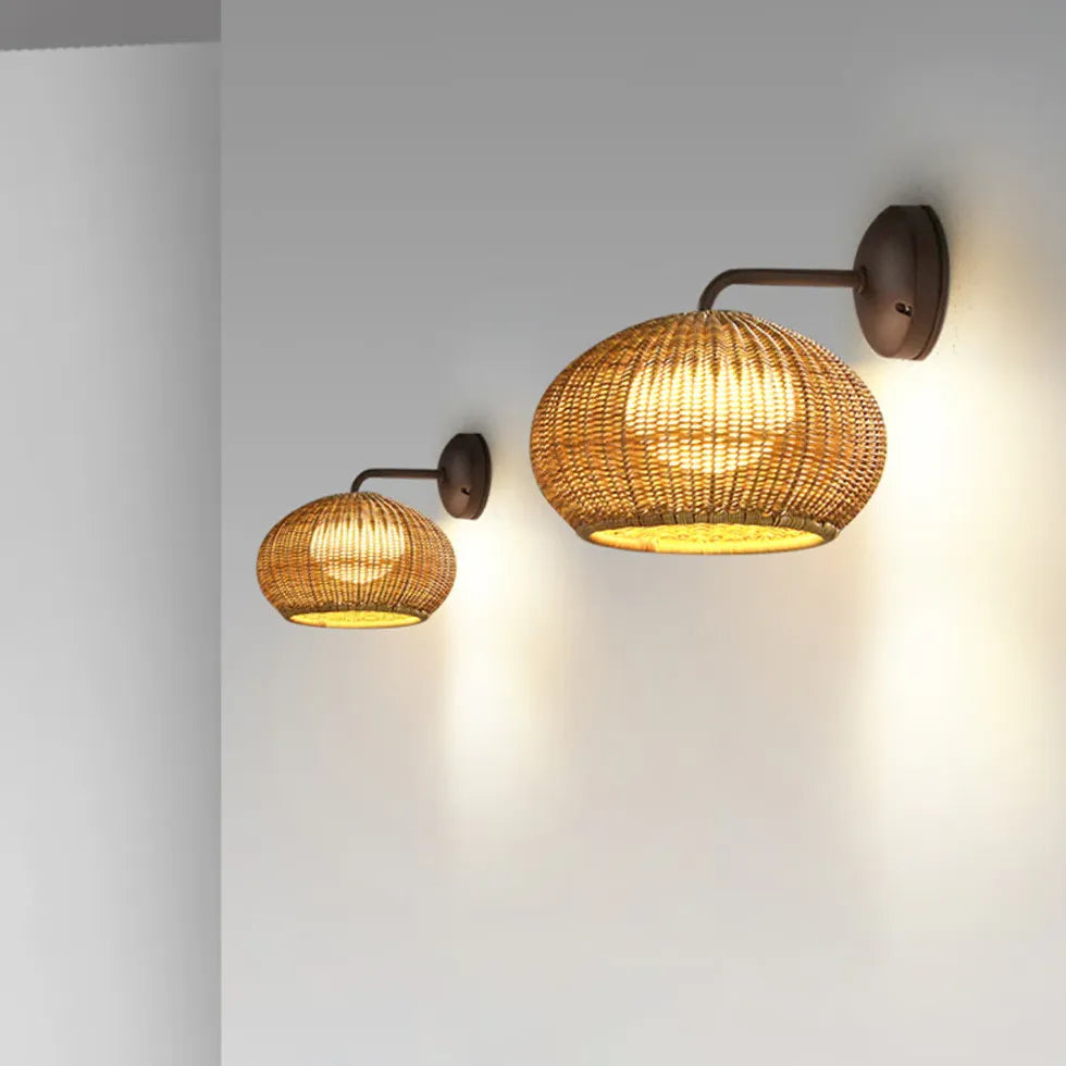 Lampadari a parete led semicerchio in rattan - clowasit.com