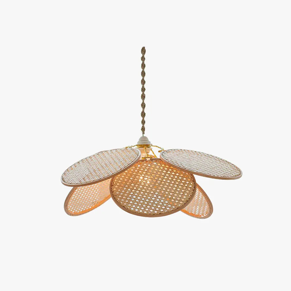 Rosone Lampadario Vintage Design Elegante in Rattan - clowasit.com
