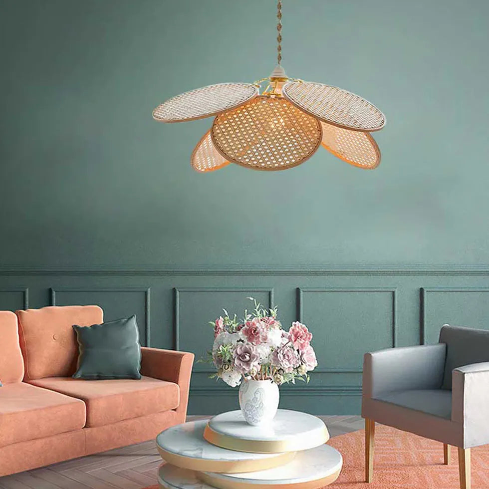 Rosone Lampadario Vintage Design Elegante in Rattan - clowasit.com