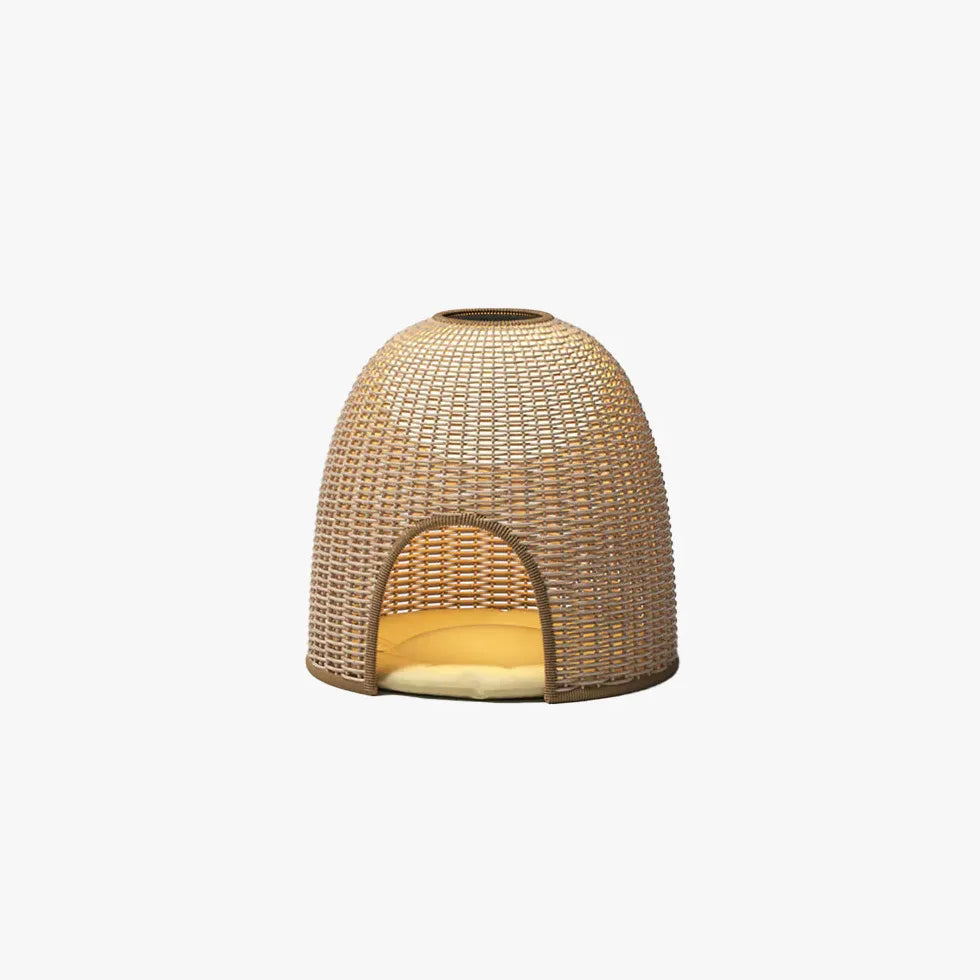 Lampada da terra in rattan a semisfera - clowasit.com