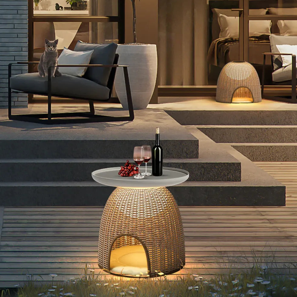 Lampada da terra in rattan a semisfera - clowasit.com