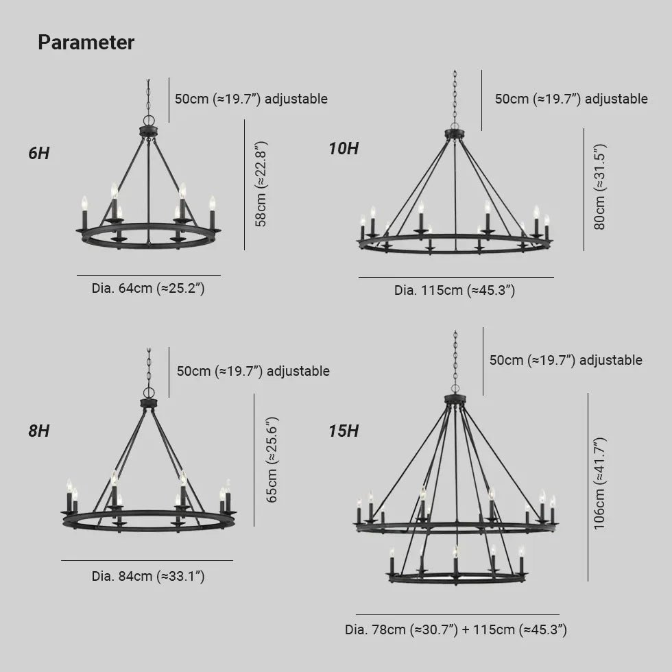 Lampadari Candele Eleganza Industriale in Metallo Nero - clowasit.com