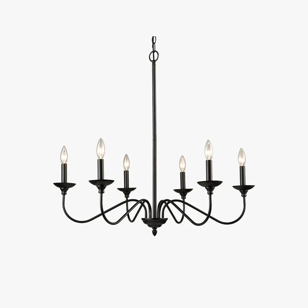 Lampadario con candele in metallo nero elegante - clowasit.com