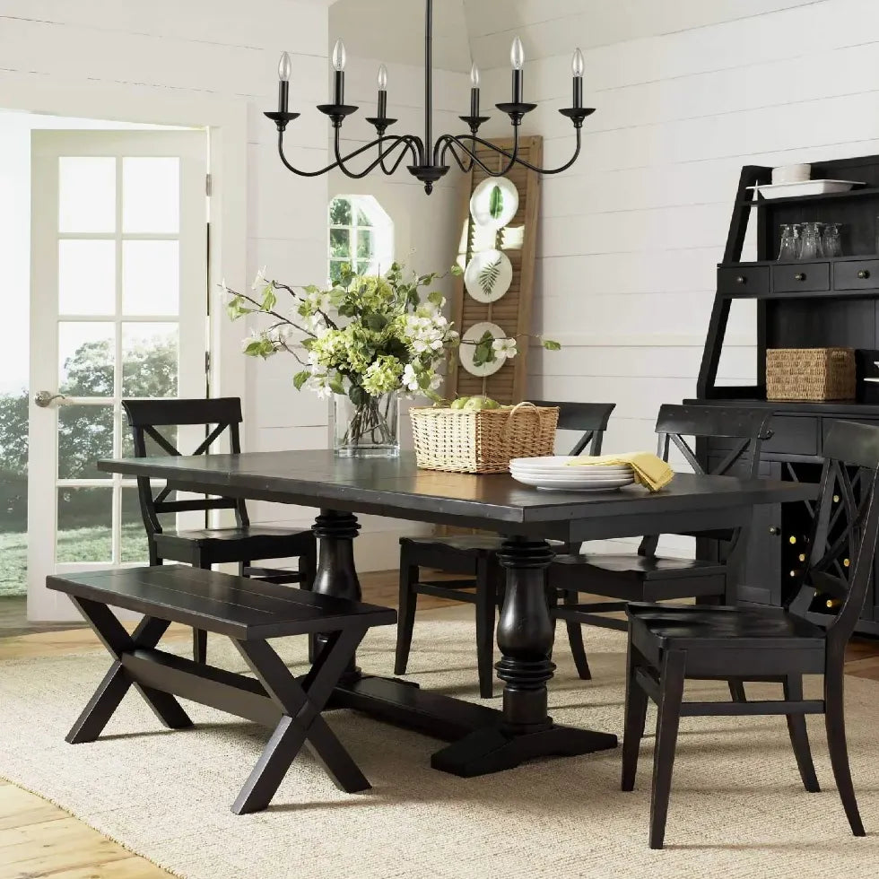 Lampadario con candele in metallo nero elegante - clowasit.com