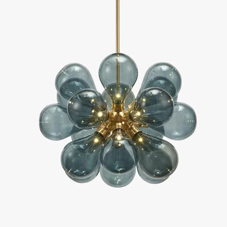 Lampadario Blu Moderno con Petali di Vetro - clowasit.com