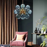 Lampadario Blu Moderno con Petali di Vetro - clowasit.com
