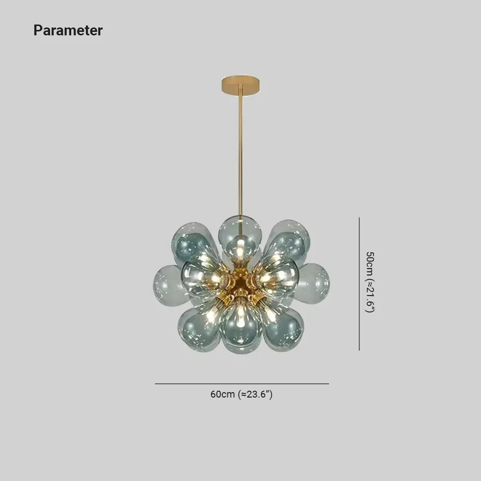 Lampadario Blu Moderno con Petali di Vetro - clowasit.com