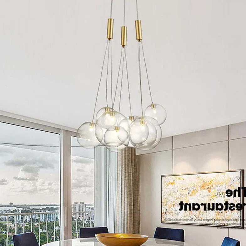 Lampadario Bubble Grandi Sfere in Vetro Trasparente - clowasit.com