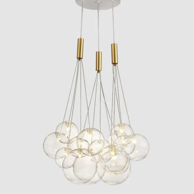 Lampadario Bubble Grandi Sfere in Vetro Trasparente - clowasit.com