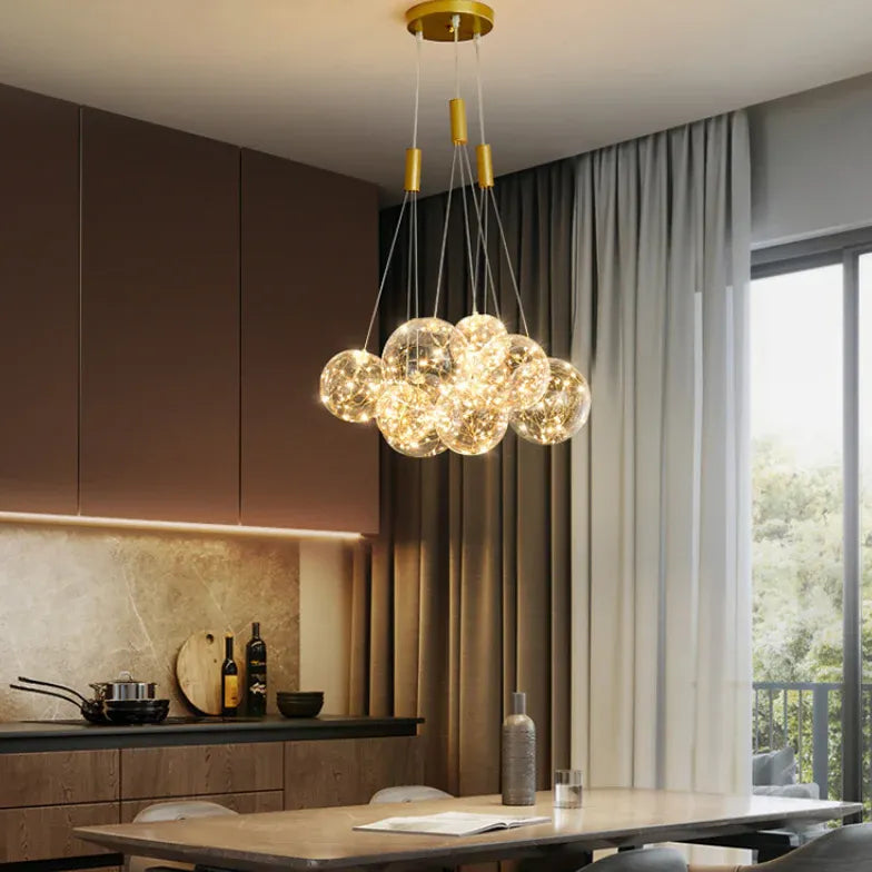 Lampadario Bubble Grandi Sfere in Vetro Trasparente - clowasit.com