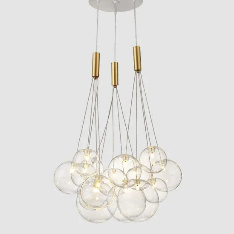 Lampadario Bubble Grandi Sfere in Vetro Trasparente - clowasit.com