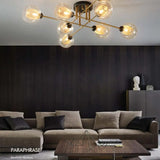 Lampadario Moderno Salone Sfere Vetro Dorato - clowasit.com