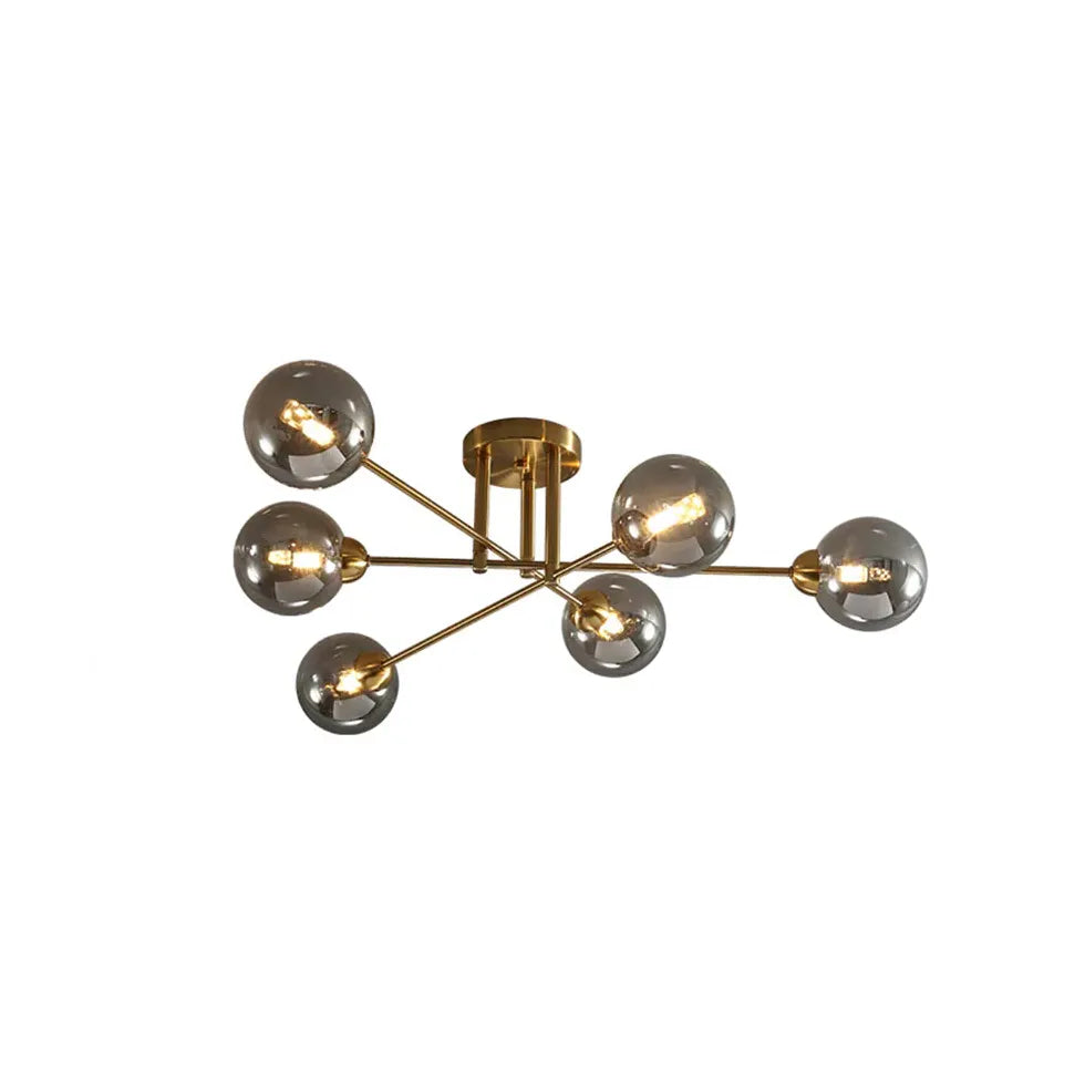 Lampadario Moderno Salone Sfere Vetro Dorato - clowasit.com