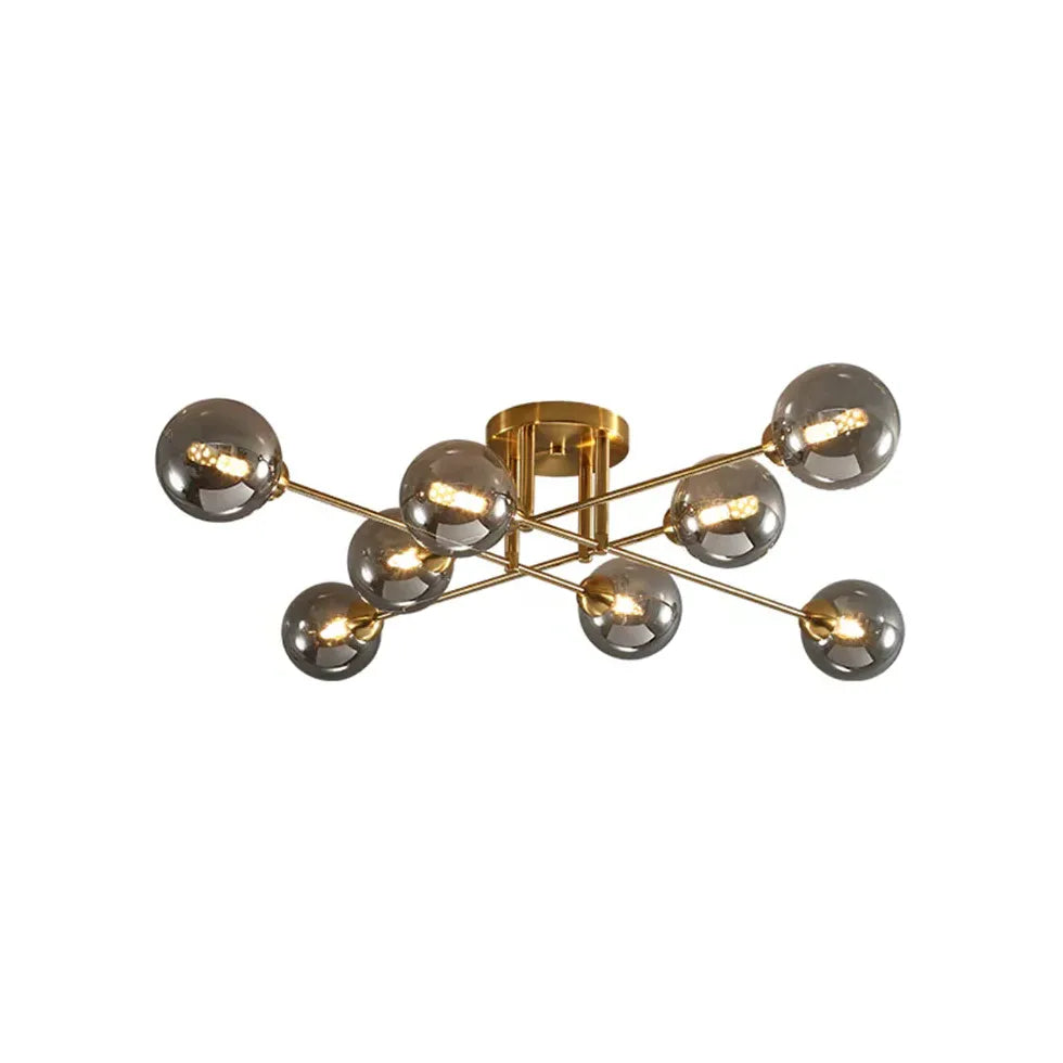 Lampadario Moderno Salone Sfere Vetro Dorato - clowasit.com