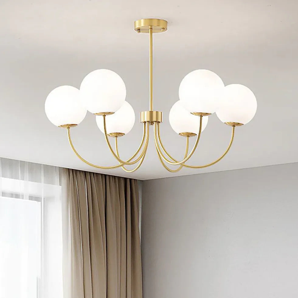 Lampadario moderno sferico elegante dorato - clowasit.com
