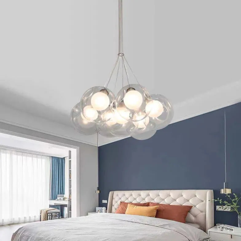 Lampadario Bollicine Design Elegante in Vetro Trasparente - clowasit.com